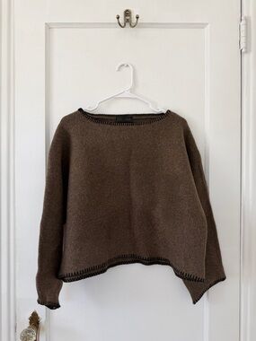Zara Olive Green Women's Boatneck Sweater